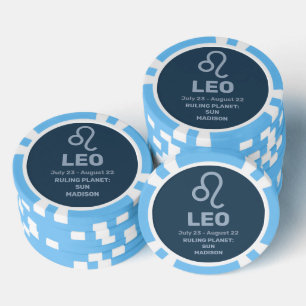 Aangepaste naam / tekst Zodiac Sign Leo Poker Chips