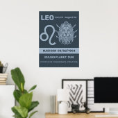Aangepaste naam / tekst Zodiac Sign Leo Poster (Thuiskantoor)