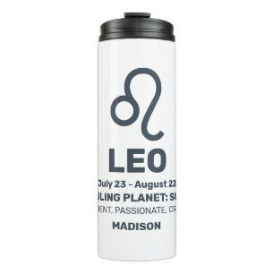 Aangepaste naam / tekst Zodiac Sign Leo Thermosbeker