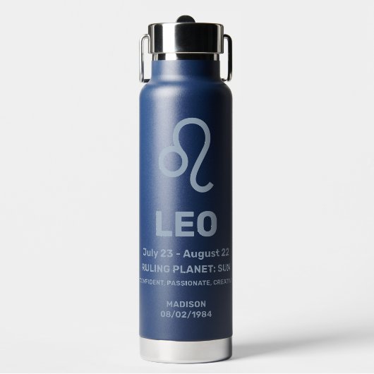 Aangepaste naam / tekst Zodiac Sign Leo Waterfles (Voorkant)