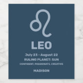 Aangepaste naam / tekst Zodiac Sign Leo Wijn Etiket (Enkel label)