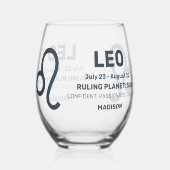 Aangepaste naam / tekst Zodiac Sign Leo Wijnglas Zonder Voet (Achterkant)