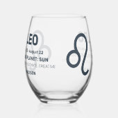 Aangepaste naam / tekst Zodiac Sign Leo Wijnglas Zonder Voet (Rechts)