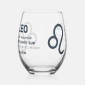 Aangepaste naam / tekst Zodiac Sign Leo Wijnglas Zonder Voet (Links)