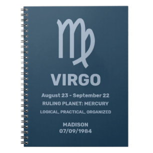 Aangepaste Naam / Tekst Zodiac Sign Maagd Notitieboek