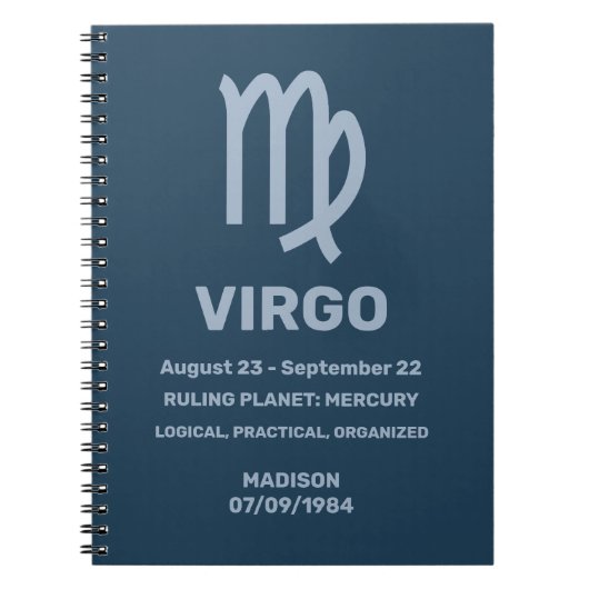 Aangepaste Naam / Tekst Zodiac Sign Maagd Notitieboek (Voorkant)