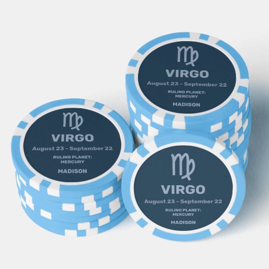 Aangepaste Naam / Tekst Zodiac Sign Maagd Poker Chips (Opstapeling)