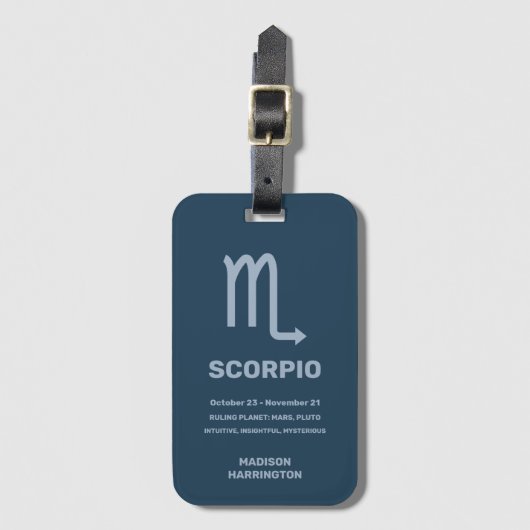 Aangepaste naam / tekst Zodiac Sign Schorpioen Bagagelabel (Voorkant (verticaal))