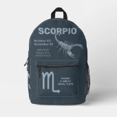 Aangepaste naam / tekst Zodiac Sign Schorpioen Bedrukte Rugzak (Voorkant)