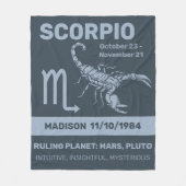Aangepaste naam / tekst Zodiac Sign Schorpioen Fleece Deken (Voorkant)