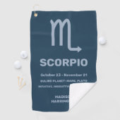 Aangepaste naam / tekst Zodiac Sign Schorpioen Golfhanddoek (Insitu)