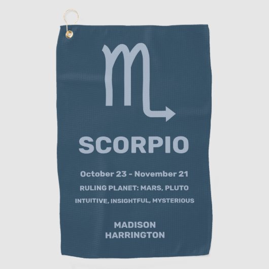 Aangepaste naam / tekst Zodiac Sign Schorpioen Golfhanddoek (Voorkant)