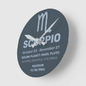 Aangepaste naam / tekst Zodiac Sign Schorpioen Ronde Klok (Hoek)