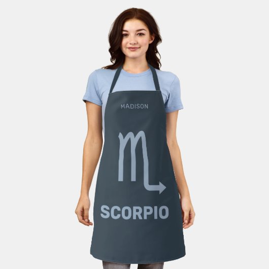 Aangepaste naam / tekst Zodiac Sign Schorpioen Schort (Gedragen)