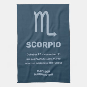 Aangepaste naam / tekst Zodiac Sign Schorpioen Theedoek