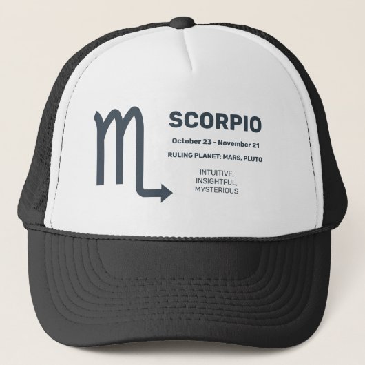 Aangepaste naam / tekst Zodiac Sign Schorpioen Trucker Pet (Voorkant)