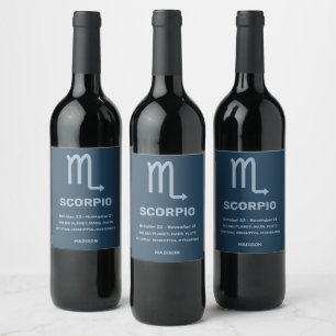 Aangepaste naam / tekst Zodiac Sign Schorpioen Wijn Etiket