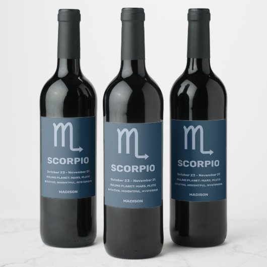 Aangepaste naam / tekst Zodiac Sign Schorpioen Wijn Etiket (Flessen)