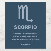 Aangepaste naam / tekst Zodiac Sign Schorpioen Wijn Etiket (Enkel label)
