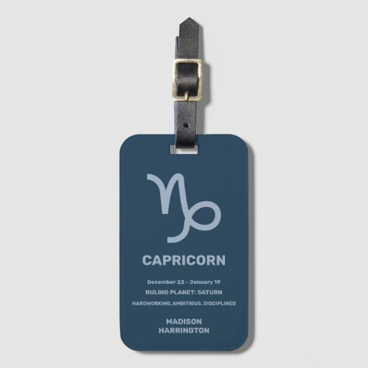 Aangepaste naam / tekst Zodiac Sign Steenbok Bagagelabel (Voorkant (verticaal))