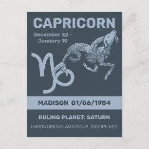 Aangepaste naam / tekst Zodiac Sign Steenbok Briefkaart