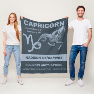 Aangepaste naam / tekst Zodiac Sign Steenbok Fleece Deken