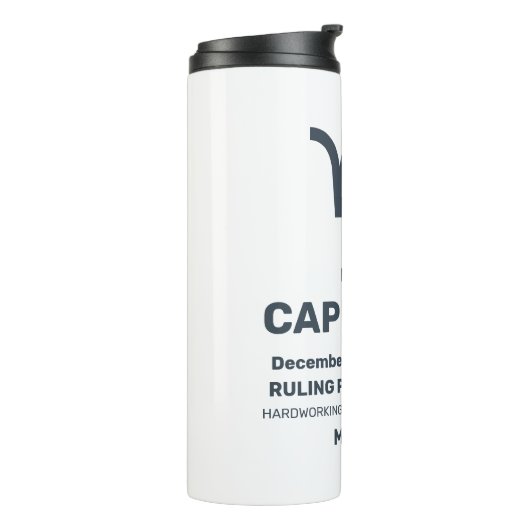 Aangepaste naam / tekst Zodiac Sign Steenbok Thermosbeker (Gedraaid links)