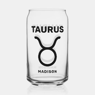 Aangepaste naam / tekst Zodiac Sign Stier Blikvorm Glas