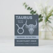 Aangepaste naam / tekst Zodiac Sign Stier Briefkaart (Staand voorkant)