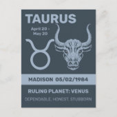 Aangepaste naam / tekst Zodiac Sign Stier Briefkaart (Voorkant)