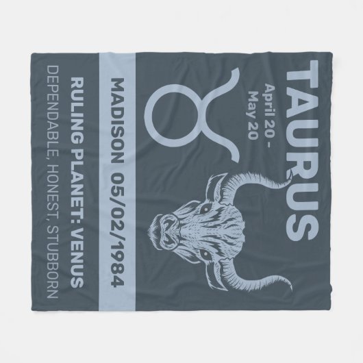 Aangepaste naam / tekst Zodiac Sign Stier Fleece Deken (Voorkant (Horizontaal))