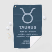 Aangepaste naam / tekst Zodiac Sign Stier Golfhanddoek (Insitu)