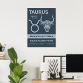Aangepaste naam / tekst Zodiac Sign Stier Poster (Thuiskantoor)