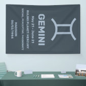 Aangepaste naam / tekst Zodiac Sign Tweelingen Spandoek (Beurs)
