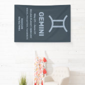 Aangepaste naam / tekst Zodiac Sign Tweelingen Spandoek (Insitu)