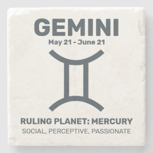 Aangepaste naam / tekst Zodiac Sign Tweelingen Stenen Onderzetter