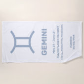 Aangepaste naam / tekst Zodiac Sign Tweelingen Strandlaken (Voorkant)