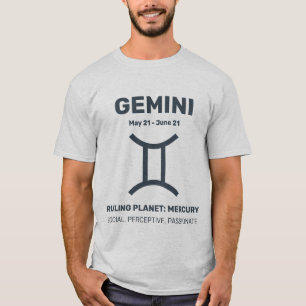 Aangepaste naam / tekst Zodiac Sign Tweelingen T-shirt