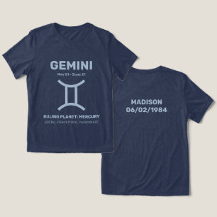 Aangepaste naam / tekst Zodiac Sign Tweelingen Tri-Blend Shirt
