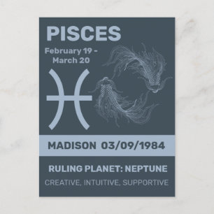 Aangepaste naam / tekst Zodiac Sign Vissen Briefkaart