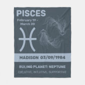 Aangepaste naam / tekst Zodiac Sign Vissen Fleece Deken (Voorkant)