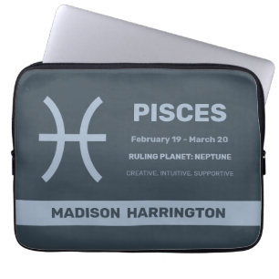 Aangepaste naam / tekst Zodiac Sign Vissen Laptop Sleeve