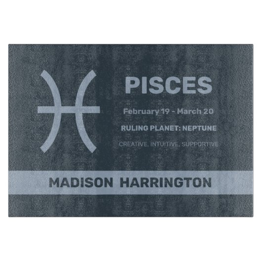 Aangepaste naam / tekst Zodiac Sign Vissen Snijplank (Voorkant)