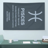 Aangepaste naam / tekst Zodiac Sign Vissen Spandoek (Beurs)