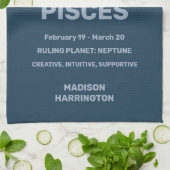 Aangepaste naam / tekst Zodiac Sign Vissen Theedoek (Gevouwen)