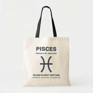 Aangepaste naam / tekst Zodiac Sign Vissen Tote Bag