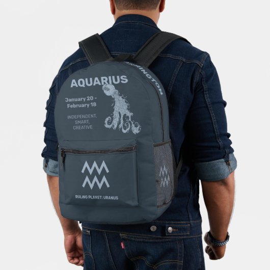 Aangepaste Naam / Tekst Zodiac Sign Waterman Bedrukte Rugzak (Insitu (model))