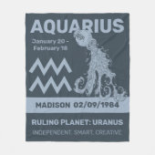 Aangepaste Naam / Tekst Zodiac Sign Waterman Fleece Deken (Voorkant)