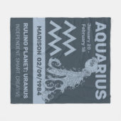 Aangepaste Naam / Tekst Zodiac Sign Waterman Fleece Deken (Voorkant (Horizontaal))