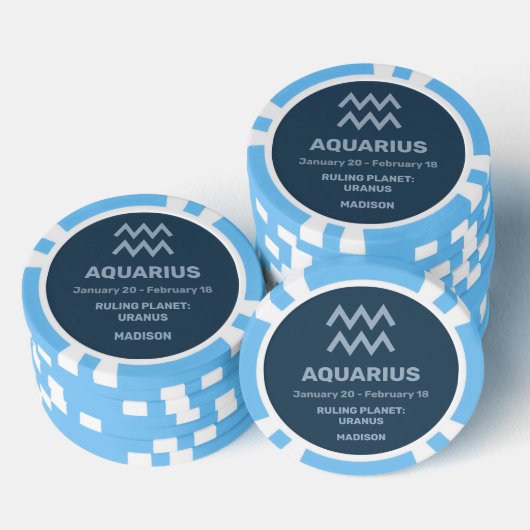 Aangepaste Naam / Tekst Zodiac Sign Waterman Poker Chips (Opstapeling)